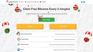 Free bitcoins every 5 minutes!Join TrustBtcFaucet to get bitcoins now!