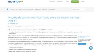 AccorHotels partners with TrustYou to power Voice of the Guest program