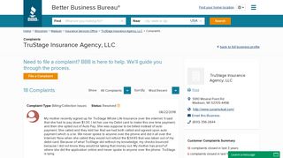 TruStage Insurance Agency, LLC | Complaints | Better Business ...
