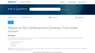 Replace an SSL Certificate from Symantec Trust Center account