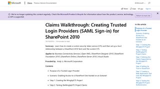 Claims Walkthrough: Creating Trusted Login Providers (SAML Sign-in ...