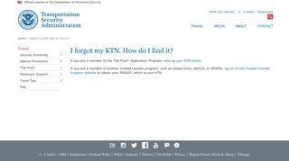 I forgot my KTN. How do I find it? | Transportation Security Administration
