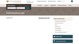 Online Banking Login - TruStone Financial Federal Credit Union