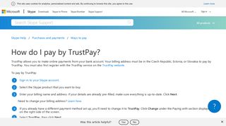 How do I pay by TrustPay? | Skype Support