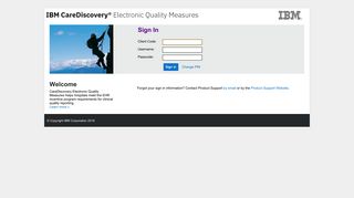 IBM CareDiscovery Electronic Quality Measures - Login