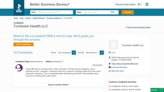 TruVision Health LLC | Complaints | Better Business Bureau® Profile