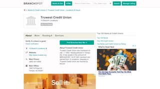 Truwest Credit Union - 14 Locations, Hours, Phone Numbers …