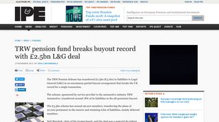 TRW pension fund breaks buyout record with £2.5bn L&G deal | News ...