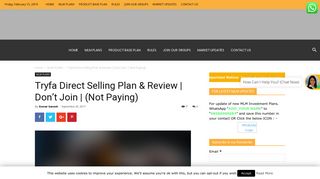 Tryfa Direct Selling Plan & Review | Don't Join | (Not Paying) -