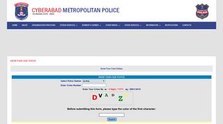Online Case Status - Cyberabad Metropolitan Police