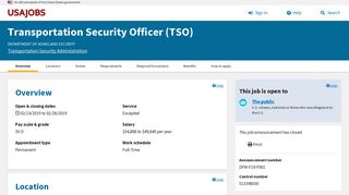 Transportation Security Officer (TSO) - USAJOBS - Job Announcement