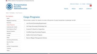 Cargo Programs | Transportation Security Administration