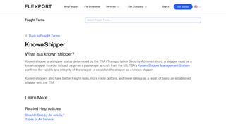 Known Shipper - Flexport Glossary
