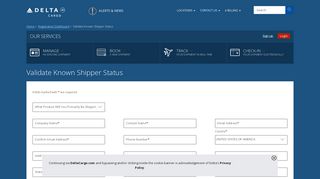 Validate Known Shipper Status : Registration : Delta Cargo