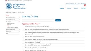 TSA Pre  ® FAQ | Transportation Security Administration