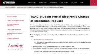 TSAC Student Portal Electronic Change of Institution Request