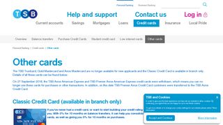 In branch only and off sale credit cards | TSB Bank