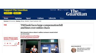 TSB bank faces large compensation bill and fines over online chaos ...