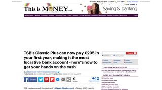 TSB's Classic Plus now offers up £295 in your first year | This is Money