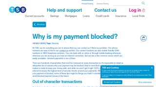Why is my payment blocked? | Article Details | TSB Bank