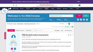 TSB blocked online transaction - MoneySavingExpert.com Forums