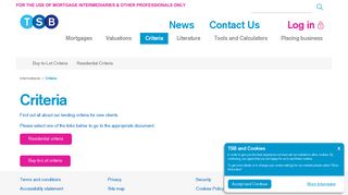 Criteria | TSB Intermediaries - TSB Intermediaries home page