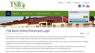 TSB Bank Online Enhanced Login | TSB Bank