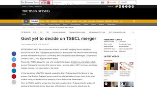 Govt yet to decide on TSBCL merger | Hyderabad News - Times of India