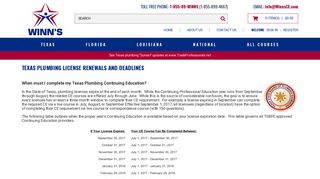 Texas Plumbing License Renewals and Deadlines - Winn's ...