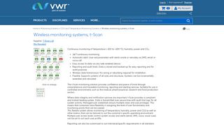 Wireless monitoring systems, t-Scan | VWR