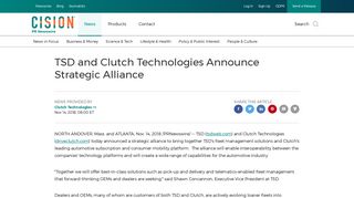 TSD and Clutch Technologies Announce Strategic Alliance