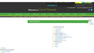 Career Portal Login - City of Tshwane