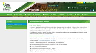 Registration of Suppliers (Vendors) - City of Tshwane