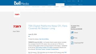 TSN Digital Platforms Keep CFL Fans Covered All Season Long ...