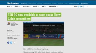 TSN GO now available to west coast Shaw Cable subscribers | The ...