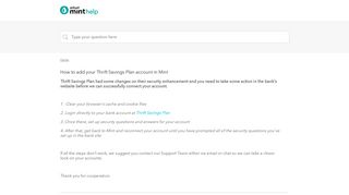How to add your Thrift Savings Plan account in Mint - Mint Support