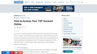 How to Access Your TSP Account Online | Military.com