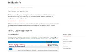 TSRTC Online Bus Ticket Booking | Telangana RTC - IndianInfo.in