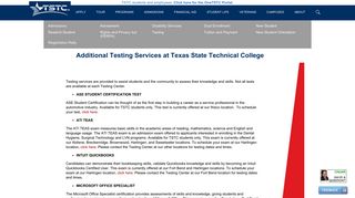 Texas State Technical College | Admissions | Additional Testing ...