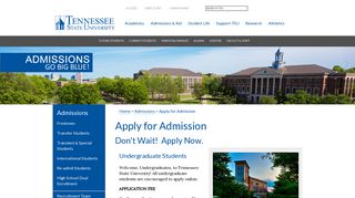 Apply for Admission - Tennessee State University