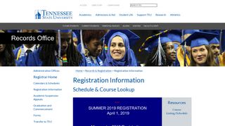Registration Information - Tennessee State University