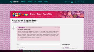 Facebook Login Error | Disney Tsum Tsum Wiki | FANDOM powered by Wikia