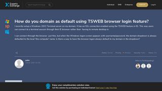 How do you domain as default using TSWEB browser login feature?