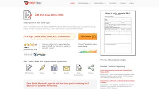 Dsw Smis - Fill Online, Printable, Fillable, Blank | PDFfiller