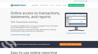 Online Reporting | MainStream Merchant Services