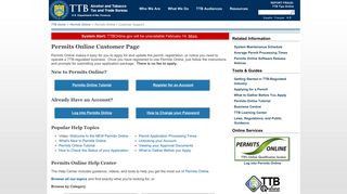TTB | Permits Online | Customer Support