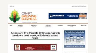 Attention: TTB Permits Online portal will be down next week, will ...