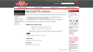 Sign into My TTC e-Services
