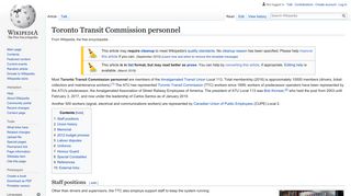 Toronto Transit Commission personnel - Wikipedia