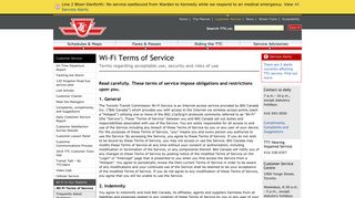TTC Wi-Fi Terms of Service